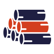 red and black cylinders depicting steel products