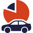 icon of a vehicle with a red and black pie chart